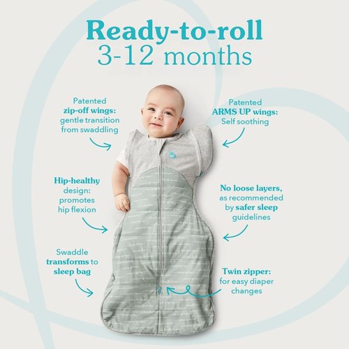 Love To Dream Swaddle Up Transition Swaddle - Zip-Off Wings for Easy Transition | 1.0 TOG, 13-19 lbs, Gray