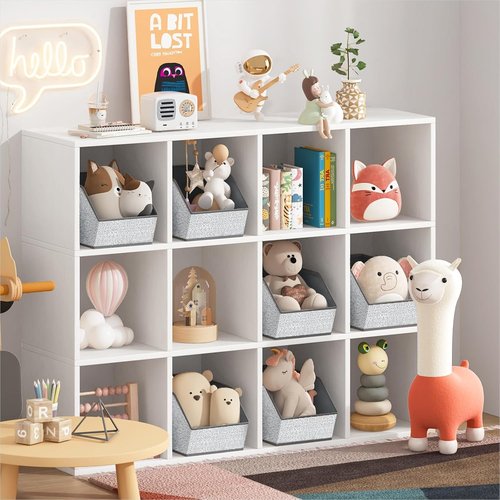 Homsorout Large Closet Storage Cubes - Versatile Bins with Dual Handles for Clothes & Toys | Light Gray, 4 Pack