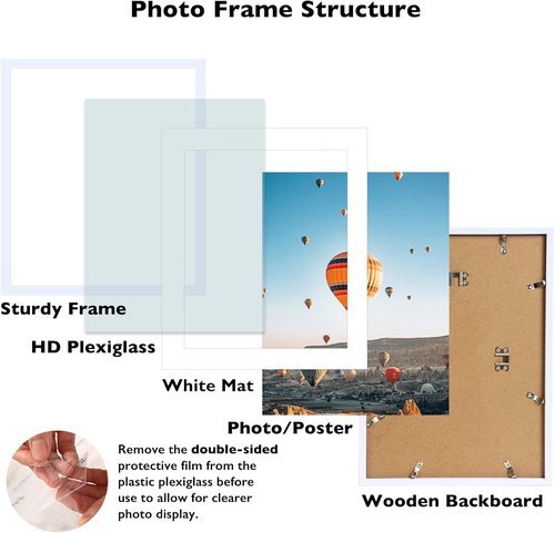 JCJMY 20x25 Picture Frame - Versatile Wall Hanging for 16x20 Photos with Mat or 20x25 Without Mat, White