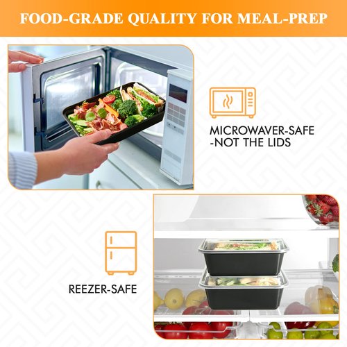MUCHII 34 oz Meal Prep Containers With Lids, 30 Count To Go, Plastic Disposable Food Containers Microwave and Freezer Safe