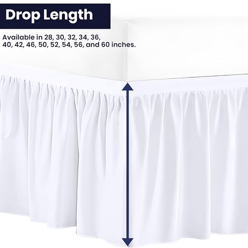 SGI bedding Dorm Bed Skirt Twin XL 60 Inch Drop Length - White, Ruffled Pattern College Dorm Room Bed Skirts - Split Corner, Easy Care, Wrinkle Free 1800 Series Microfiber Bed Skirt
