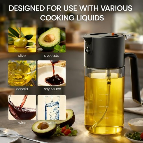 Costop 500ml Glass Oil Sprayer - 3-in-1 Kitchen Tool for Fine Mist, Stream & Pour | Leak-Proof & BPA-Free