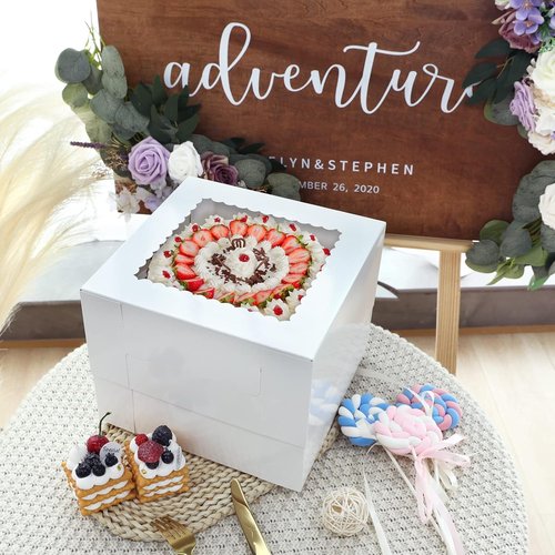 Moretoes Cake Boxes - 20 Pcs Tall White Bakery Boxes with Window | 10x10x8 Inches for Pastries & Desserts