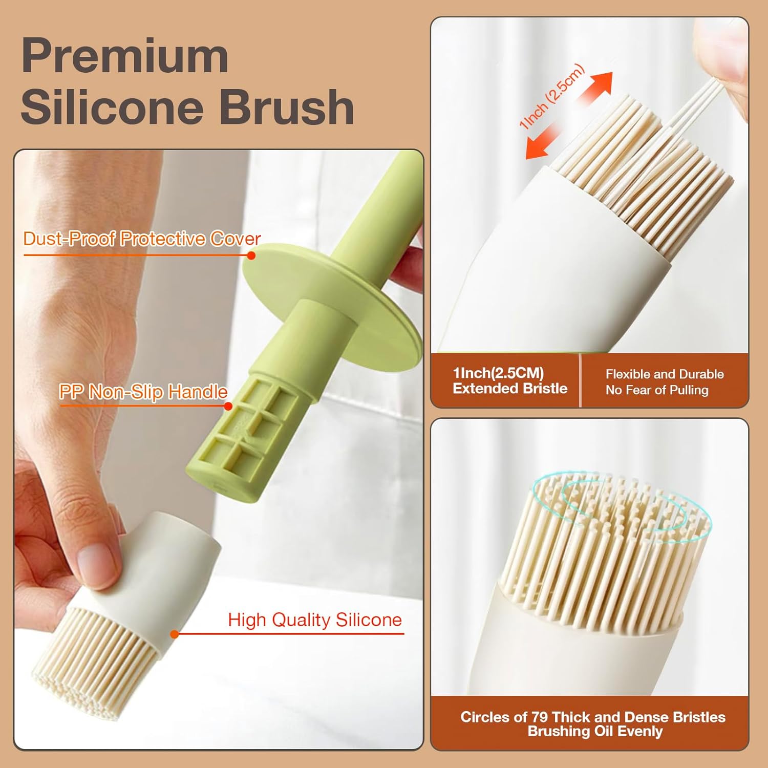 YARRAMATE Oil Dispenser 300ml | Glass Bottle with Heat-Resistant Silicone Basting Brush - Green