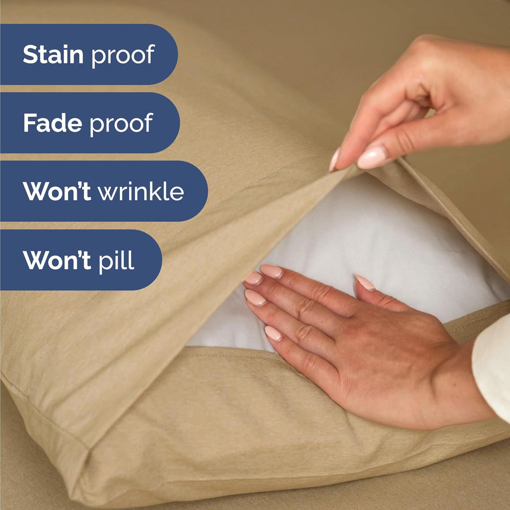 Skiennix Twin Size Sheet Set - Comfy Cooling & Breathable Bedding - Hotel Luxury Tan Sheets with Deep Pockets