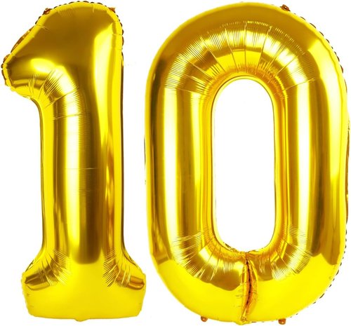 Gold Number Balloons by Numbers | 40-Inch Foil Balloons for 10th Birthday & Celebrations