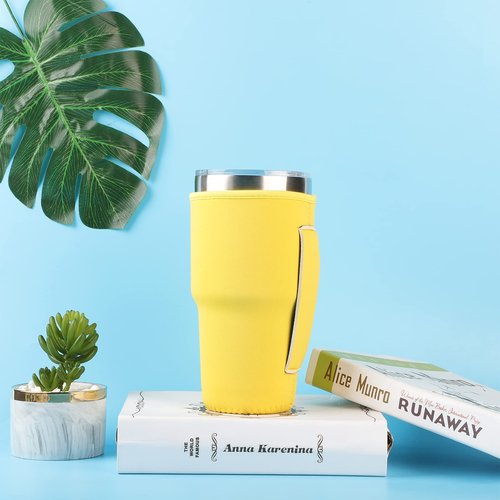 HaiMay 10 Pieces Reusable Iced Coffee Cup Sleeve Neoprene Insulated Sleeves Cups Cover Holder Tumbler Cup Drinks Sleeve Holder Idea for 30oz-32oz Cold Hot Beverages, Pure Colors Style