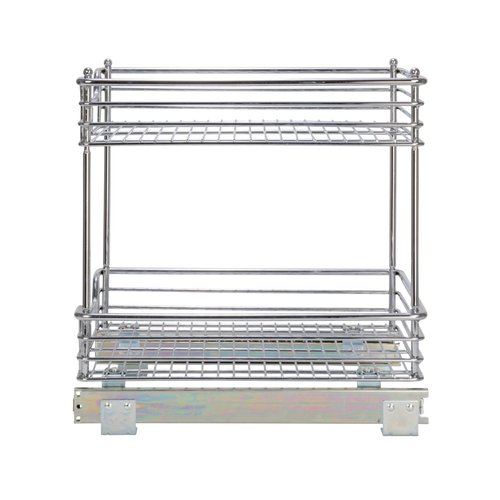 Household Essentials Glidez Multipurpose Chrome-Plated Steel Pull-Out/Slide-Out Storage Organizer for Under Cabinet Use - 2-Tier Design - Fits Standard Size Cabinet or Shelf, Chrome