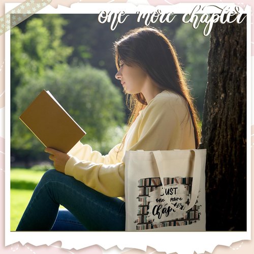 Sweetude 8 Pcs Book Lovers Club Gifts Bulk Canvas Tote Bags Bookish Librarian Reader Gift for Women Teacher(Book,Flower)