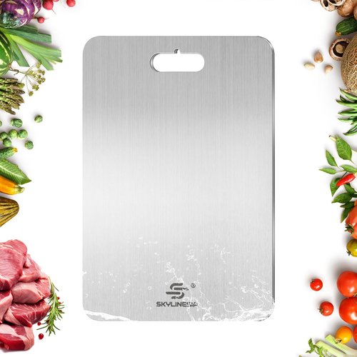 Titanium Cutting Board for Kitchen, No Toxic Double Sided Pure Titanium Cutting Boards for Kitchen, Easy to Clean, Meat, Fruit, Vegetables Chopping Board (14''L x 10''W)