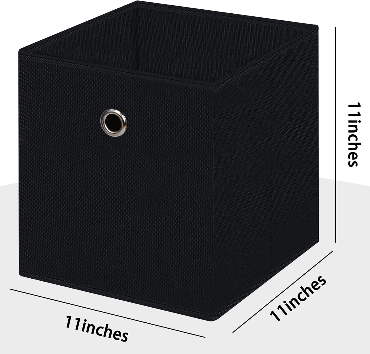 Skiennix Black Foldable Storage Cubes - 11-Inch Fabric Organizer Bins with Handles | Set of 3