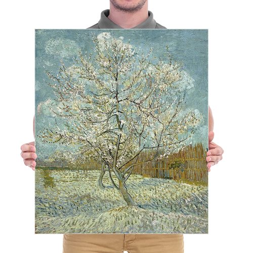 Wieco Art The Pink Peach Tree by Van Gogh Famous Oil Paintings Reproduction Large Modern Stretched and Framed Landscapes Artwork Classic Pictures Giclee Canvas Prints Wall Art for Home Decor