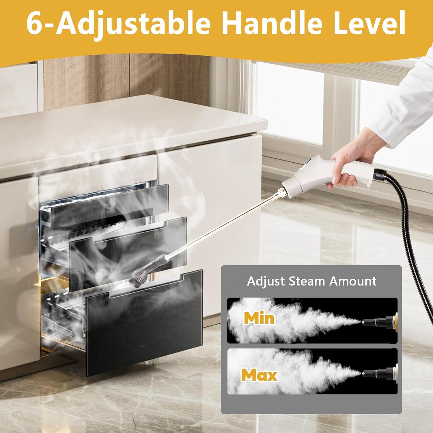 Skiennix Handheld Steam Cleaner - 1000ml Tank, Fast 15S Heat-Up, Versatile for Home & Car Cleaning