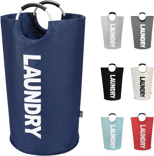 DOKEHOM X-Large Collapsible Laundry Basket - 125L Capacity, Durable Fabric, Dark Blue Color