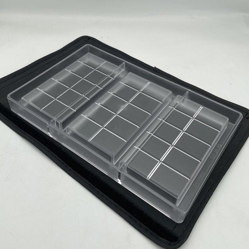 Goldbaking Polycarbonate Mold For Dubai Bars Large Chocolates Making 3-Cavities Deep Filled Break Apart Protein Bar Molds for Dubai Candy Bars Energy Bar Maker Mould
