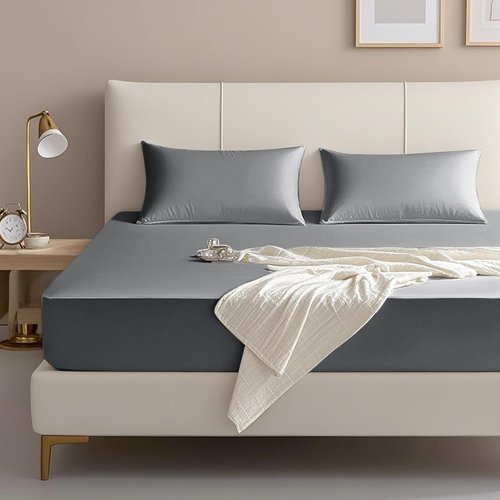 FreshCulture Queen Fitted Sheet - Premium Hotel-Quality Microfiber | Ultra Soft & Breathable - Dark Grey