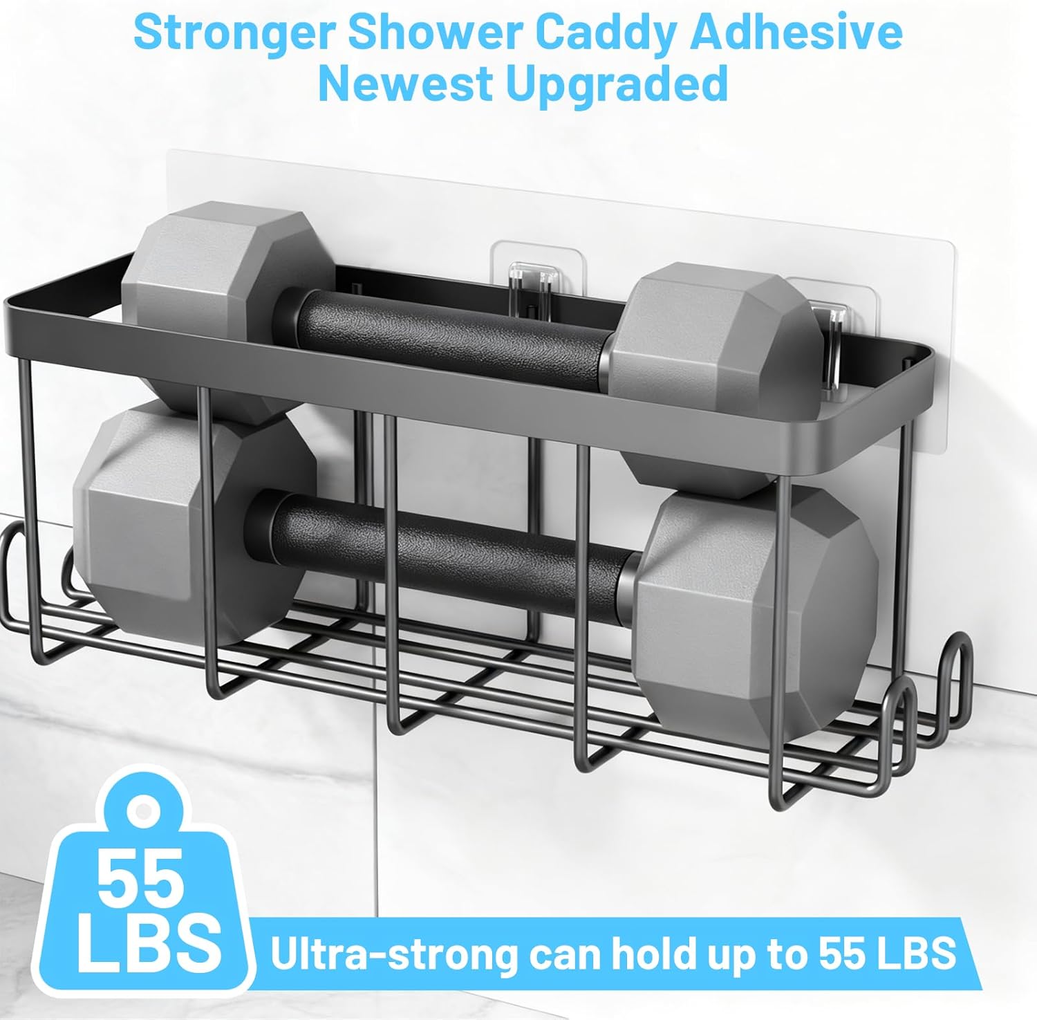 Skiennix Shower Caddy Adhesive Hooks - Waterproof, Strong Adhesive, No Drilling | 14 Packs for Bathroom & Kitchen Storage