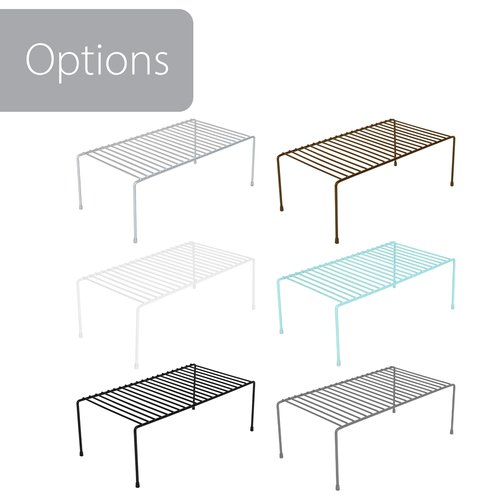 Smart Design Cabinet Storage Shelf Rack - Set of 6 - Large - 8.5 x 16 Inch - Steel Metal Wire - Rust Resistant Coating - Dish, Counter and Pantry Organization - Kitchen - White