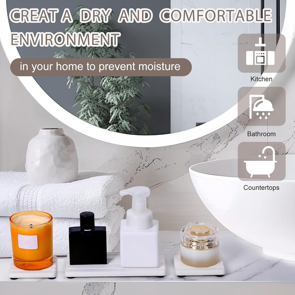 Skiennix Stone Drying Tray - Fast Drying Diatomite Soap Coasters for Bathroom & Kitchen | 4PCS Set
