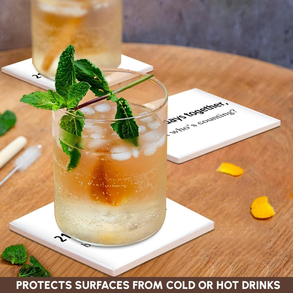 3dRose CST_112219_4 21,915 Days Together, Who's Counting. Happy 60th Anniversary-Ceramic Tile Coasters, Set of 8