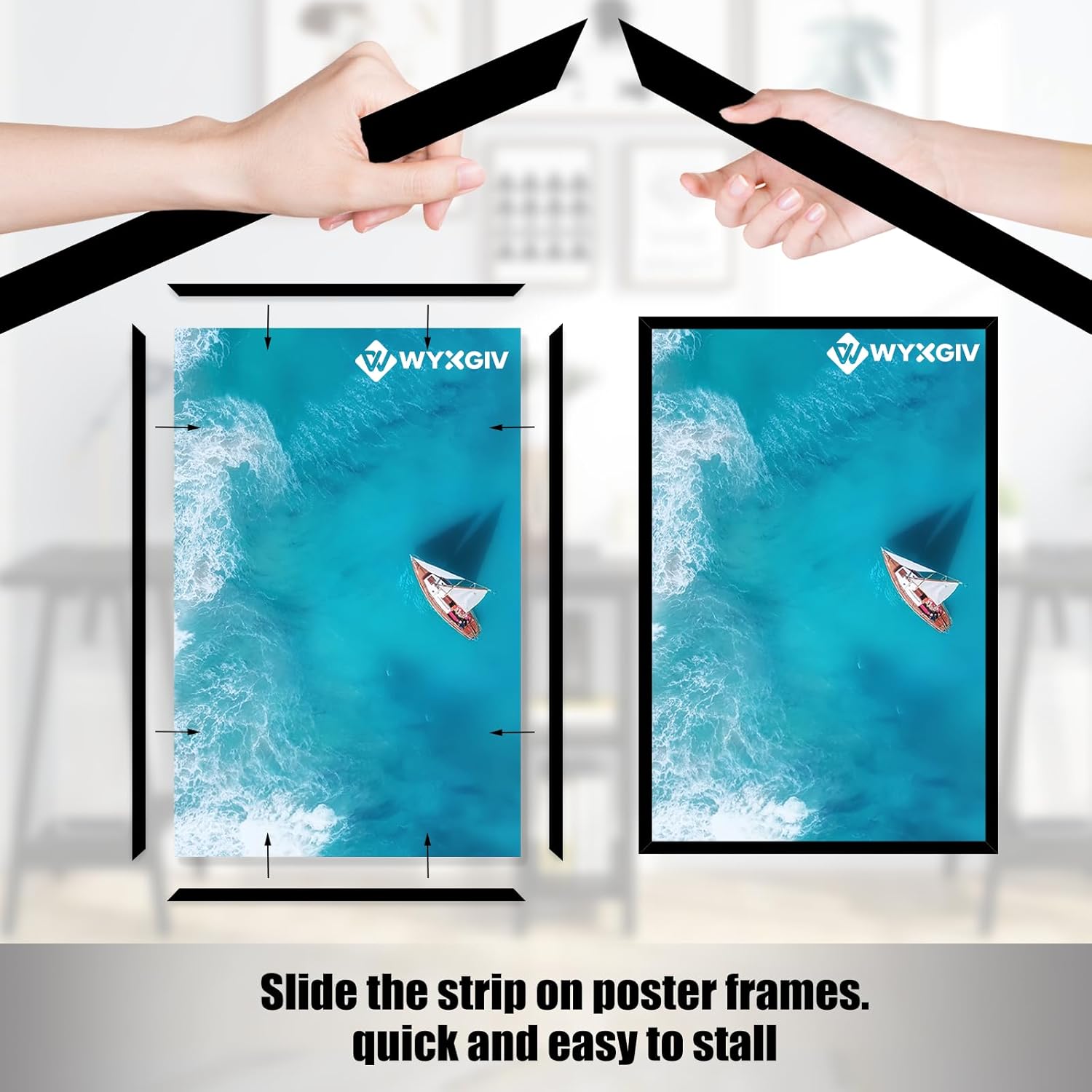 Skiennix 16x24 Picture Frame Set of 2 - Scratch-Proof Black Frames for Horizontal/Vertical Display