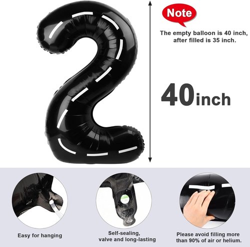 40-Inch Black Number Balloons by [Brand Name] - Perfect for 2nd, 12th, 21st Birthday & Celebration Decor