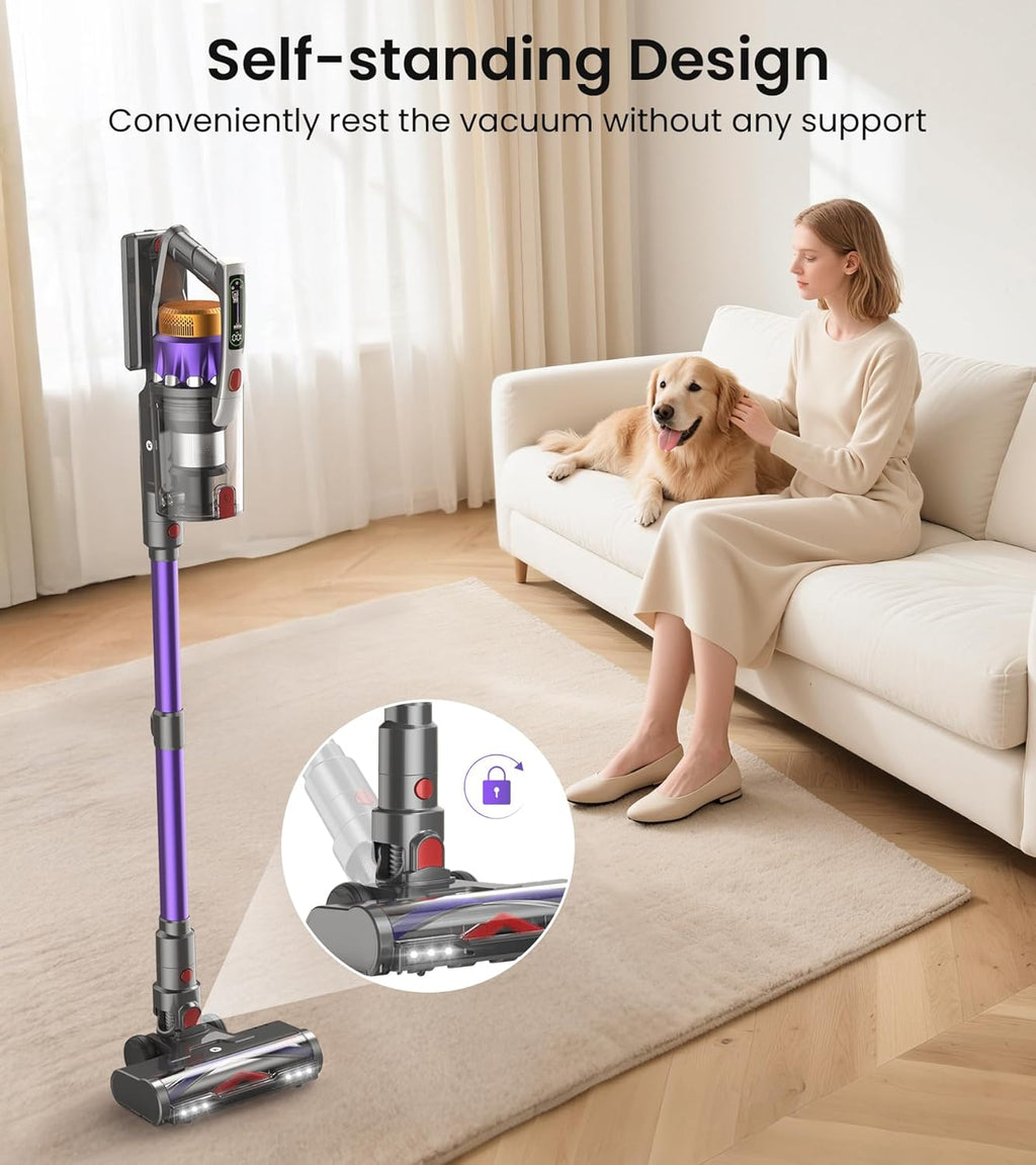 NADALY Cordless Vacuum Cleaner - 600W 50KPA, 65 Minutes Runtime, Anti-Tangle, Lightweight Design for Hardwood & Carpet