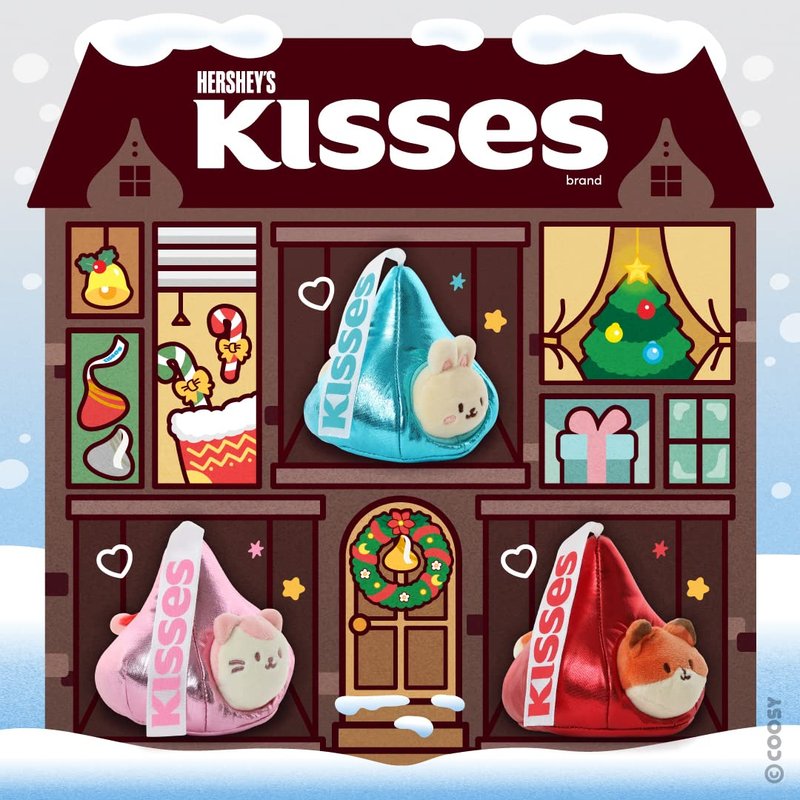 Anirollz Stuffed Animal Plush Toy - Official Hershey Kisses Chocolate Toy Blanket Outfitz Doll | Soft, Squishy, Warm, Cute, Comfort, Safe | Pillow with Kitty - Valentine's Day Gift 4" Kittiroll
