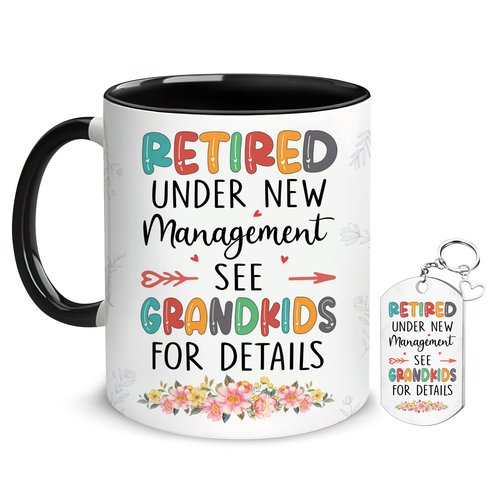 Hyturtle Funny Retirement Mug Gift For Grandma, Retired Under New Management See Grandkids For Details Coffee Mug 11oz, Retirement Gifts, Retired Gifts Mom Nana Women Grandma On Birthday Christmas