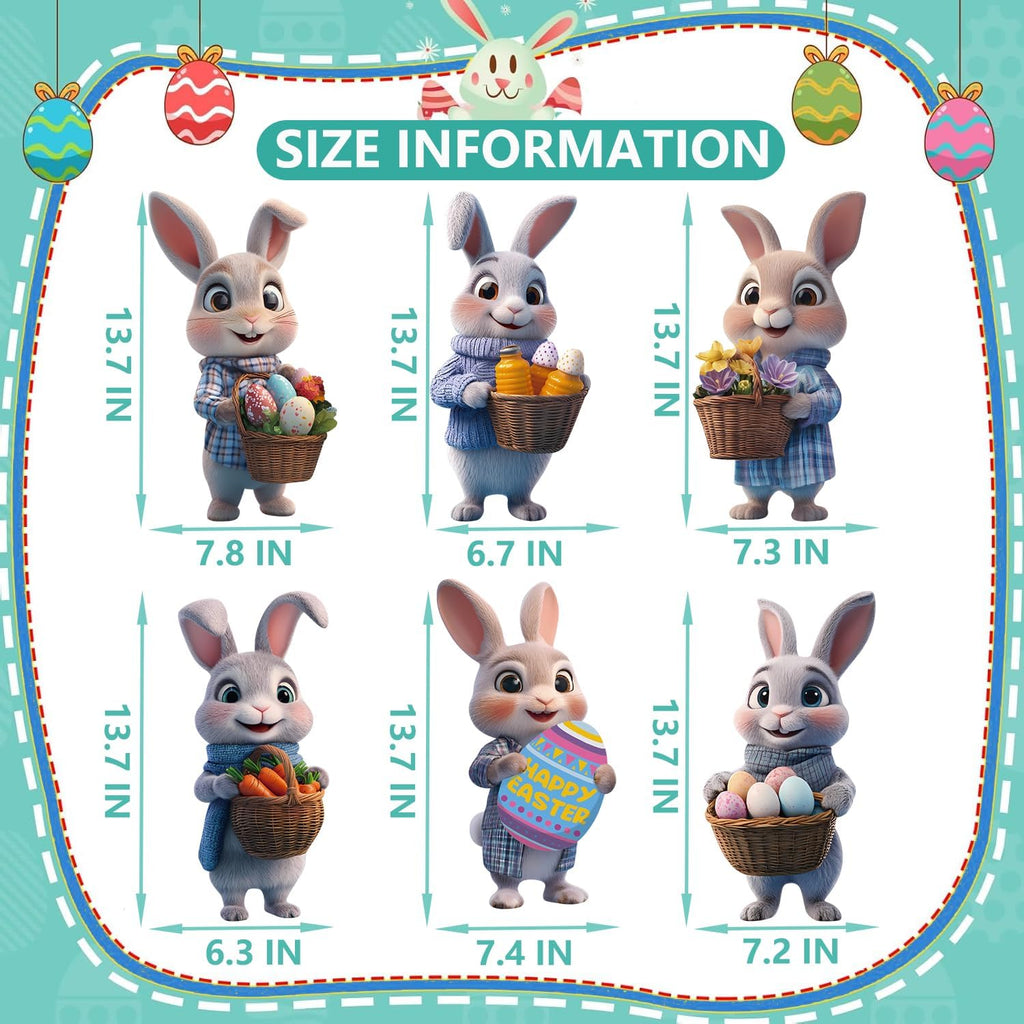 Skiennix Bunny Yard Signs - Cute Rabbit Garden Decor with Stakes for Easter Celebration | 6 Pcs Brown