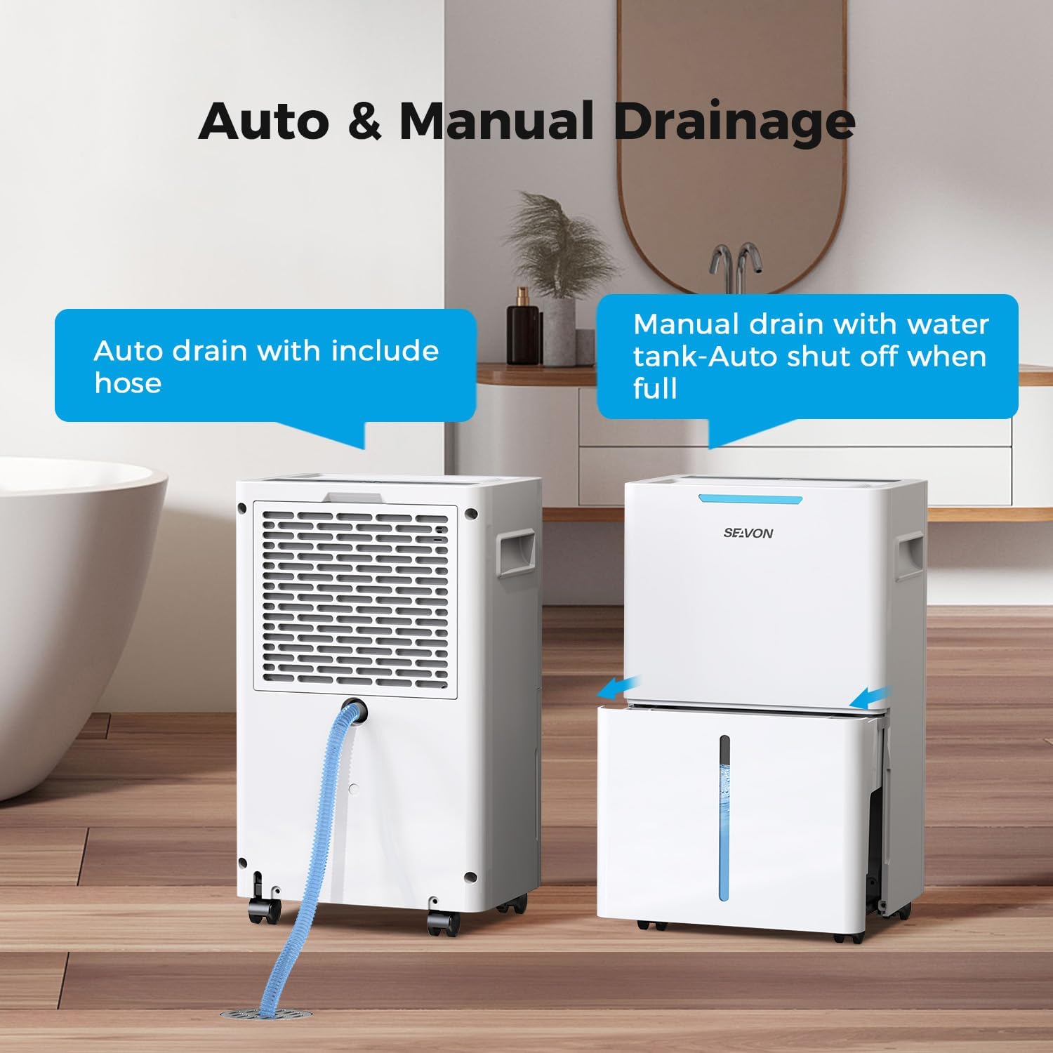 SEAVON 21 Pint Dehumidifier - Powerful Moisture Removal for Home | Smart Humidity Control & 24H Timer