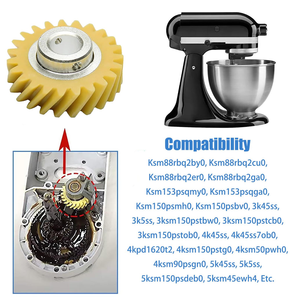 (4/Pack) W10380496 Carbon Brushes & W10112253 Mixer Worm Gear Replacement For Whirlpool & Kitchenaid Mixers Parts Number 4162897 4169830 AP4295669