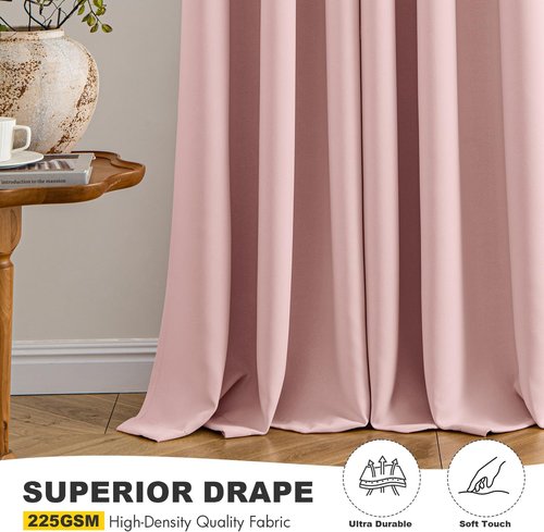 MIULEE Blackout Curtains - Baby Pink Thermal Insulated Room Darkening Drapes | 63-Inch Grommet Panels (Set of 2)