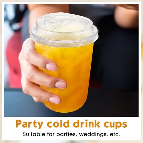 Baderke 25 Sets 16 oz Clear Plastic Cups with Lids,Sturdy Iced Coffee Cups with lids, Disposable Plastic Smoothie Cup for Cold Drinks