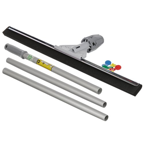 Unger Commercial SmartFit™ WaterWand™ 30" Heavy-Duty Floor Squeegee with 53" Aluminum Handle – Ideal for Removing Water and Dirt from Uneven Surfaces, Grouted Tile, and Non-Slip Flooring HM30K