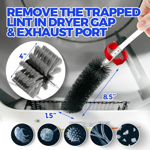 Holikme 30 Feet Dryer Vent Cleaner Kit - Flexible Lint Brush with Drill Attachment | Easy Cleaning in Grey
