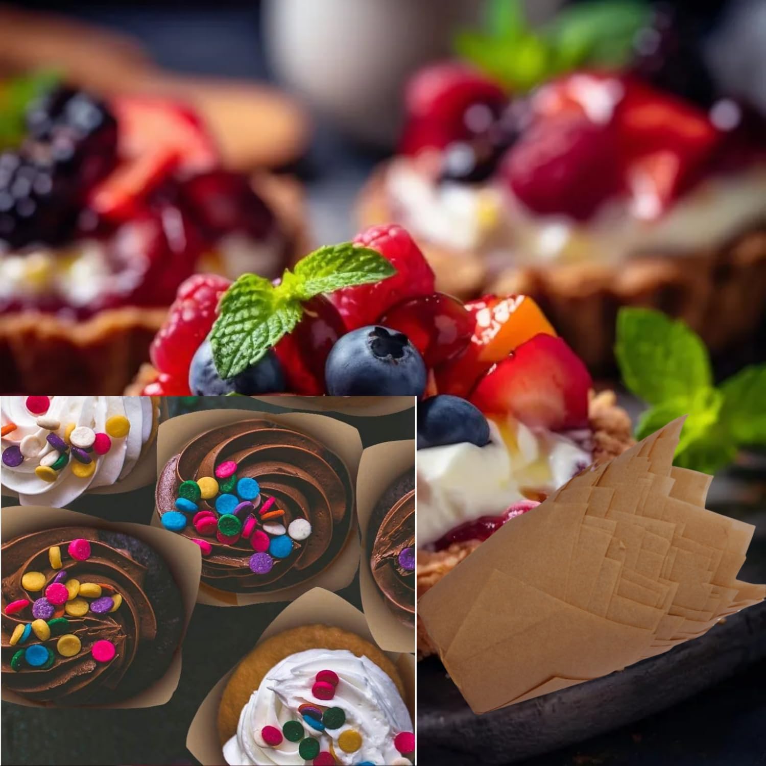 Natural Tulip Cupcake Liners by [Brand Name] - 200 Pcs Unbleached Greaseproof Muffin Liners for Baking | Perfect for Parties & Holidays