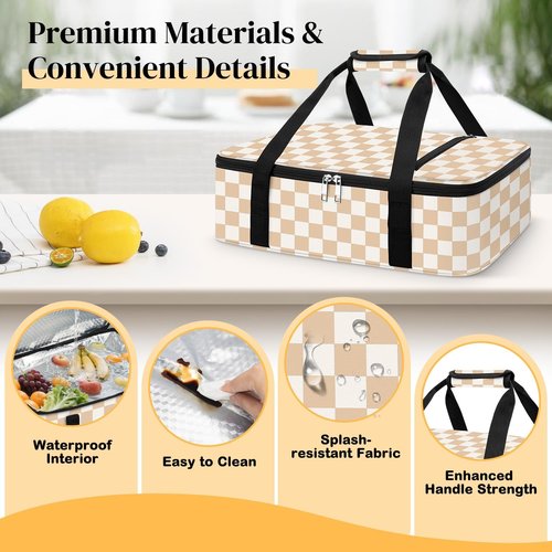 Coobiiya Insulated Casserole Carrier - Keeps Food Hot or Cold | Portable 9" x 13" Lasagna Tote Bag
