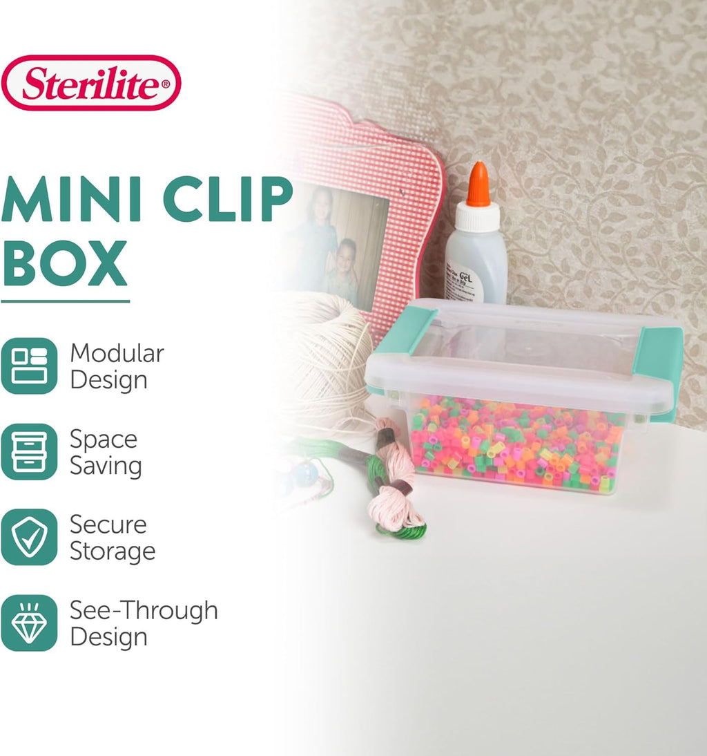 Sterilite 24-Pack Clip Box | Stackable Clear Plastic Bins with Latching Lids for Arts & Crafts Storage
