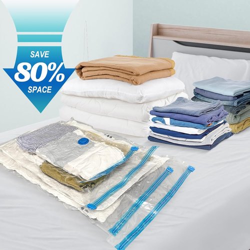 Fygrip Vacuum Storage Bags - Space-Saving Seal Bags with Hand Pump for Clothing & Blankets | 10 Small Size