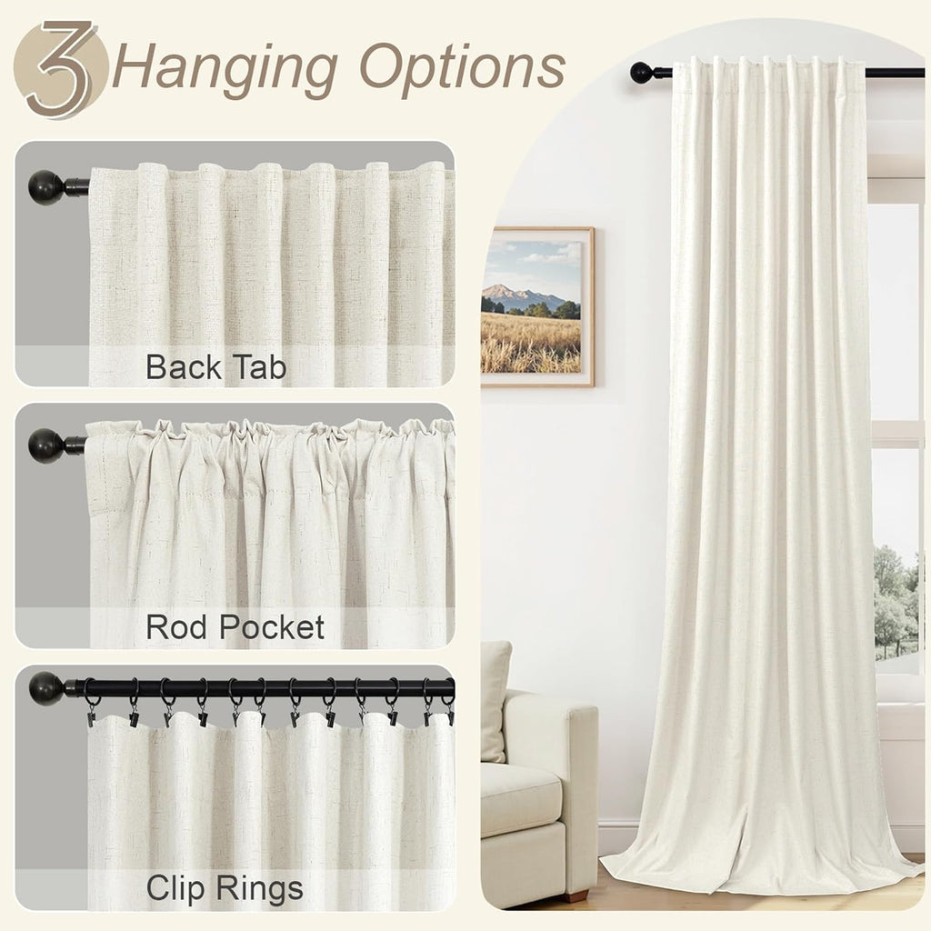 Skiennix 100% Blackout Curtains - 84-Inch Length, Thermal Insulated, Natural Cream | 2 Panels Set for Bedroom & Living Room
