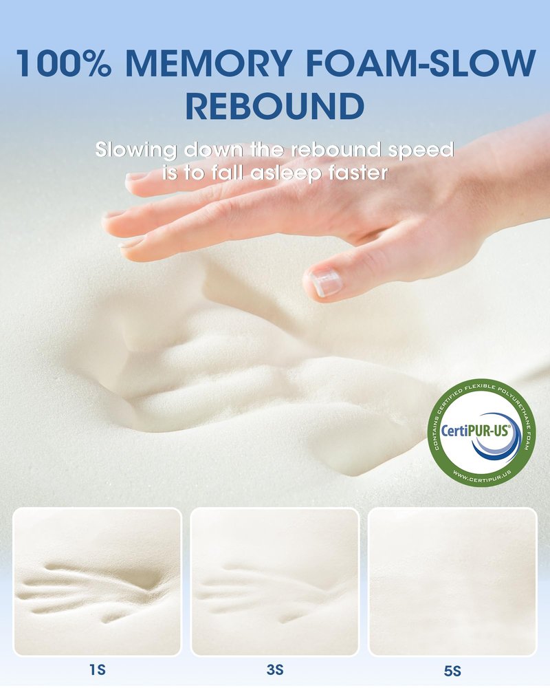 Ultra-Thin Memory Foam Pillows Queen Size, Contour Cooling Cervical Pillow for Neck Pain Relief, Orthopedic Ergonomic Bed Pillow for Side, Back and Stomach Sleepers, (3.1 Inch Thickness, 1 PCS)
