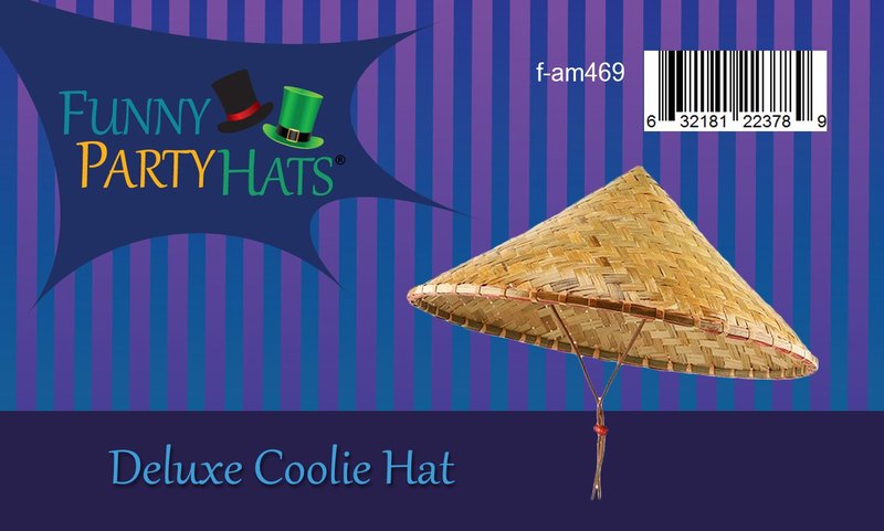 Funny Party Hats Asian Conical Hat - Rice Farmer Hat With Bamboo Design