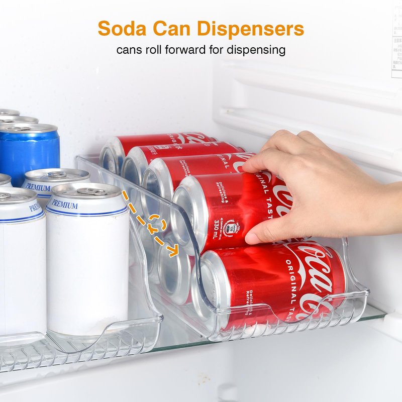 OTraki 6 Pack Fridge Organizer Storage Bins Drink Organizer for Fridge include Soda Can Dispenser Egg Holder Storage Bin with Handle Soda Organizer for Refrigerator Kitchen Countertop BPA Free