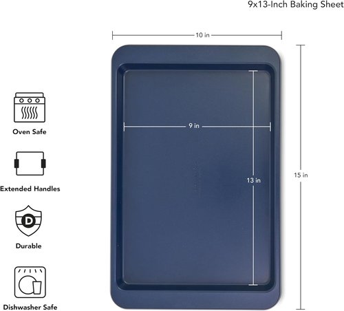 KitchenAid Nonstick Aluminized Steel Baking Sheet - 9x13in, Stylish Ink Blue Finish