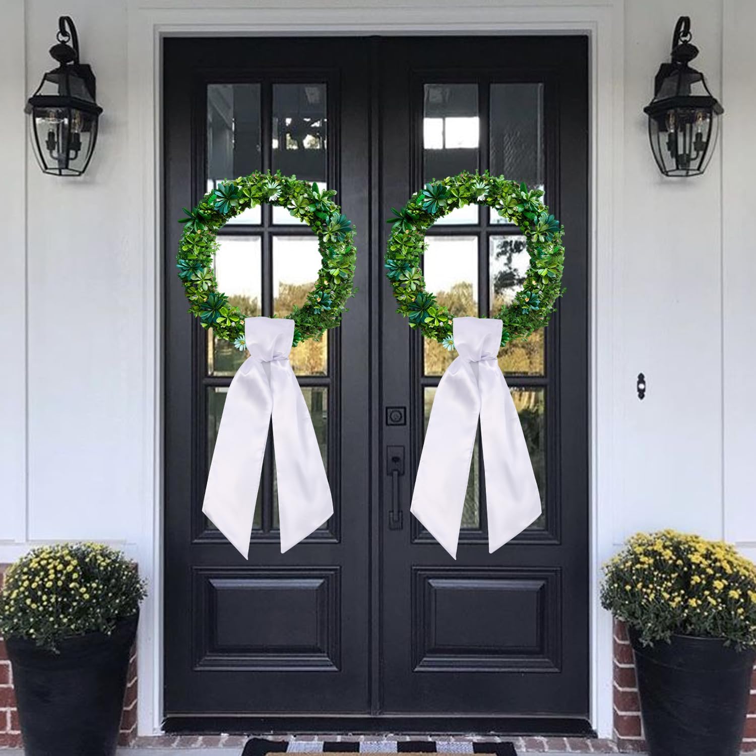 Skiennix Wreath Sash - Blank White Sash for Monogram Embroidery | 5'' W x 54'' L, 2 Pack