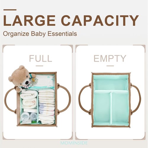 MOMINSIDE Diaper Caddy Organizer - Portable Nursery Storage Basket for Baby Essentials | Brown