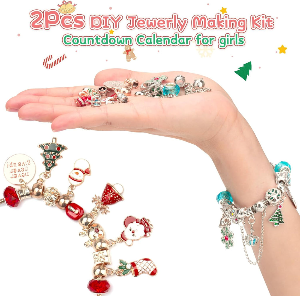 Regine Switzerland Advent Calendar 2025 - 24-Day Christmas Countdown Red DIY Charm Bracelet for Girls