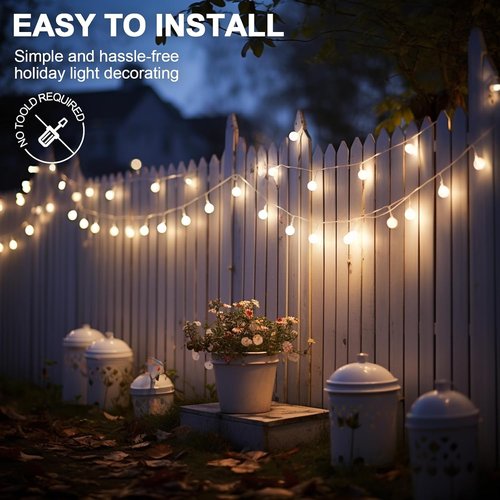 Hetyue Heavy-Duty Hooks for Outdoor String Lights | 26Pcs Waterproof Adhesive Clips - Clear Cord Holders