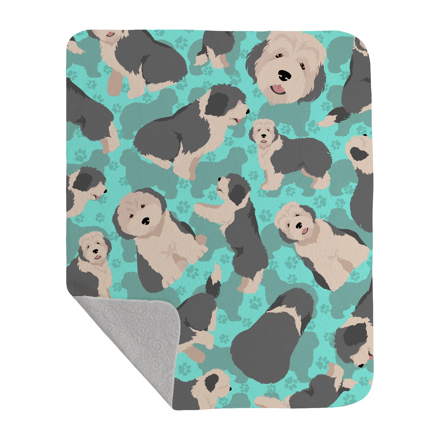 Caroline's Treasures MLM1034LQB Old English Sheepdog Quilted Blanket 50x60 Artwork Pattern Quilted Throw Blanket for Bed, Couch, Sofa, Soft and Lightweight